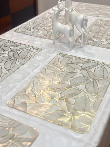 Premium Golden Leaf Metallic Rectangle Table Mats