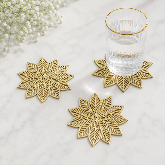 Metallic Coasters - Pack of 4 Designs (Total 24pcs)