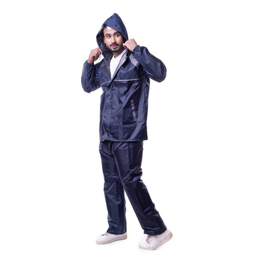 Comfort Adjustable Hooded & Zipper Top And Bottom Jacket Rainsuit & Pant Set (XXL)