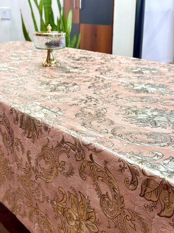 Floral Designer Punch Metallic Table Covers (pinkish brown)