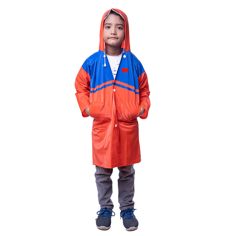 Kids Waterproof Long Sleeves Raincoat Aqua - Red & Blue