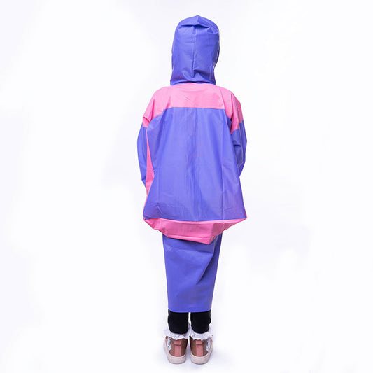 Kids Waterproof Long Sleeves Raincoat Aqua - Purple & Pink