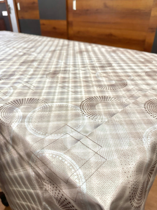 Brownish Beige Geometric Premium Table Cover