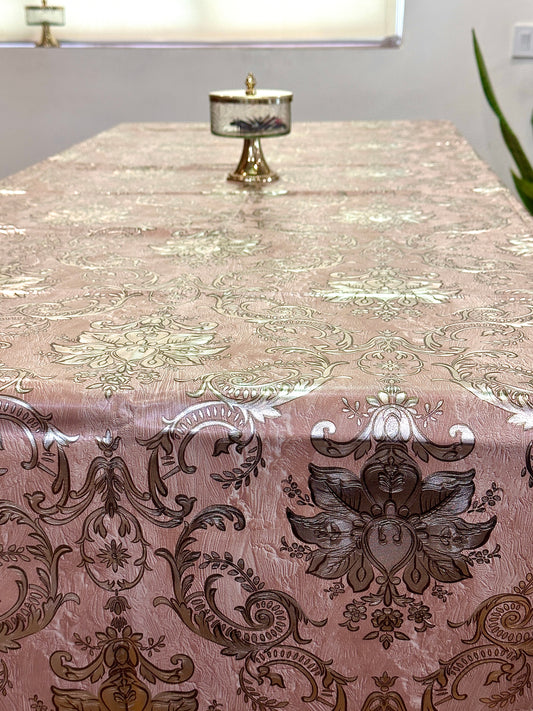 Floral Designer Punch Metallic Table Covers (pinkish brown)