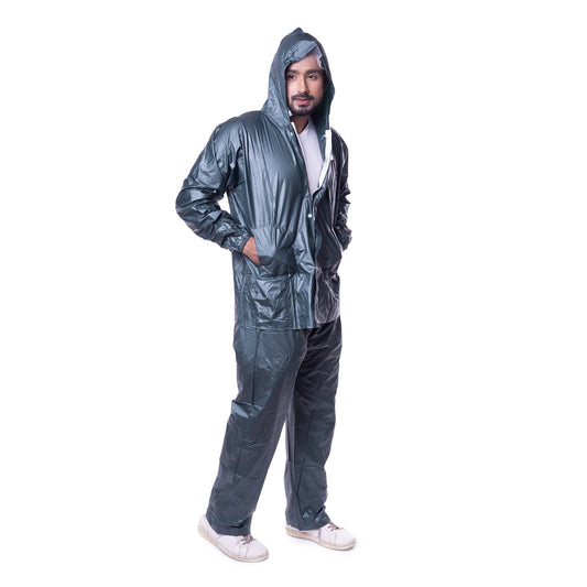 Hercules Adjustable Hooded & Zipper Top And Bottom Jacket Rainsuit & Pant Set (XXL)