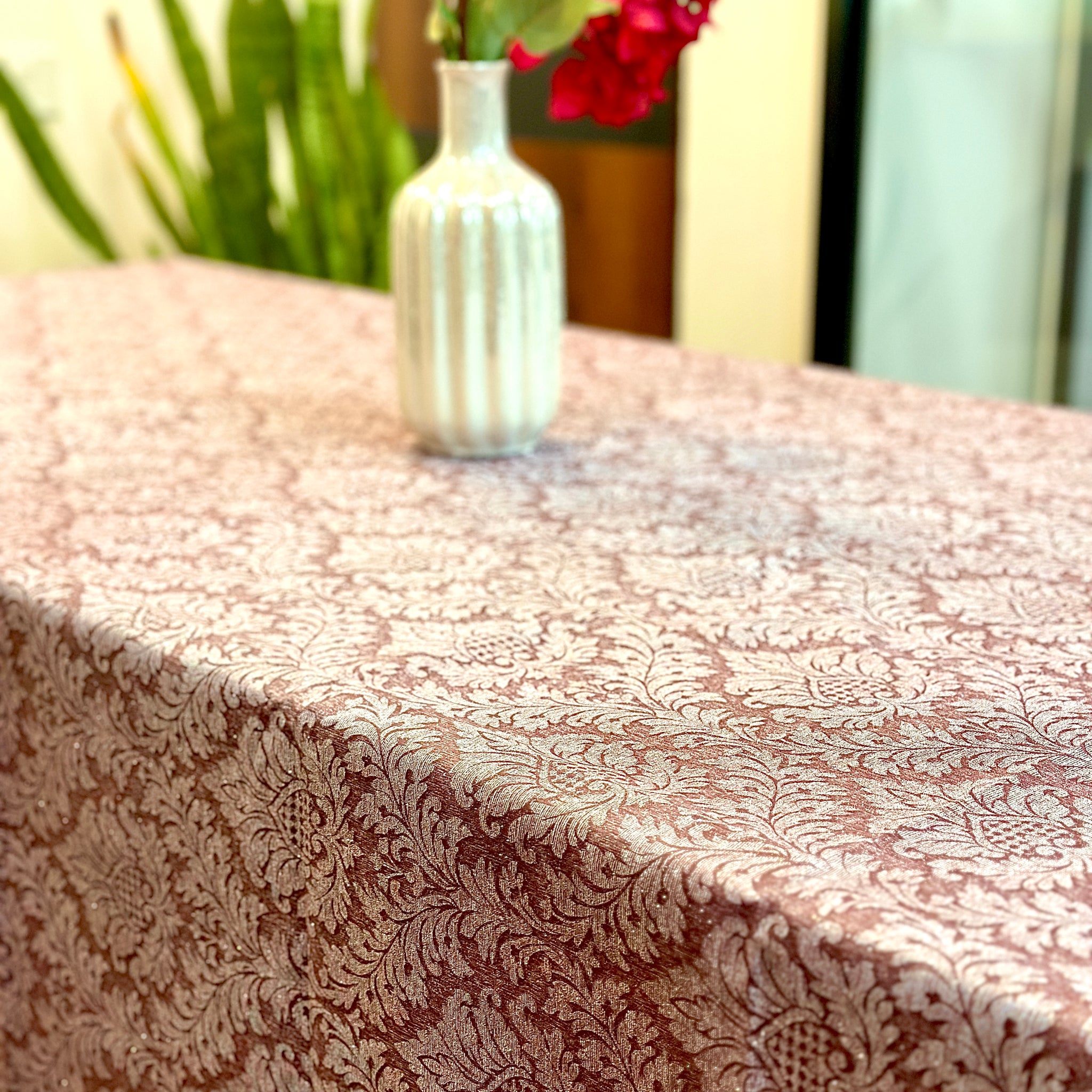 Elegant Floral Shimmer Table Cover