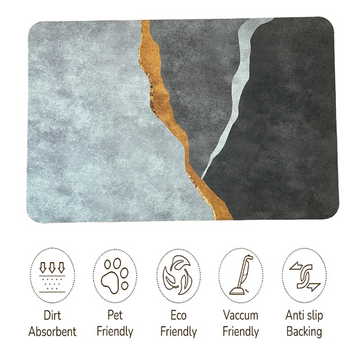 Anti-Slip Quick Drying Bath Mat, Grey Magic, Absorbent PVC (24”X16”)