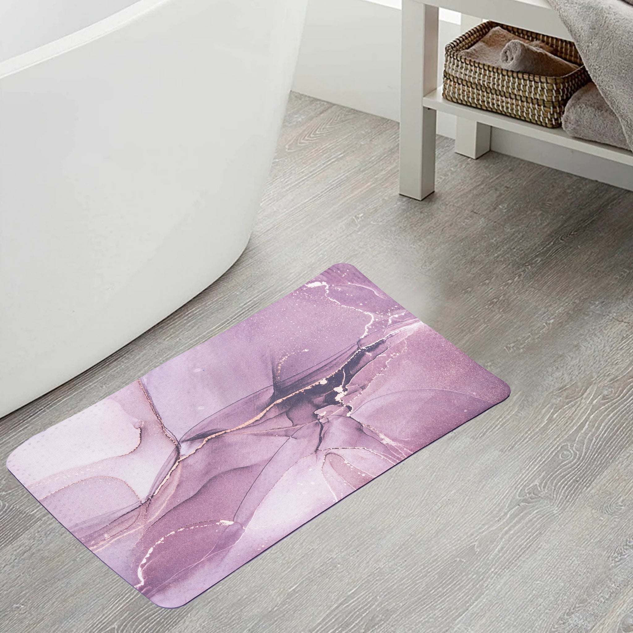 Anti-Slip Quick Drying Bath Mat, Lavender, Absorbent PVC (24”X16”)