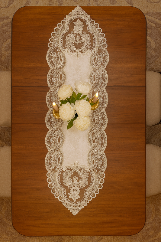 Premium Centre White Lace Runner