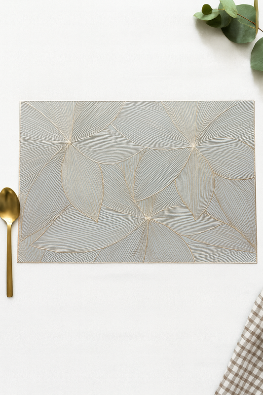 Flower Charm Metallic Rectangle Table Placemats