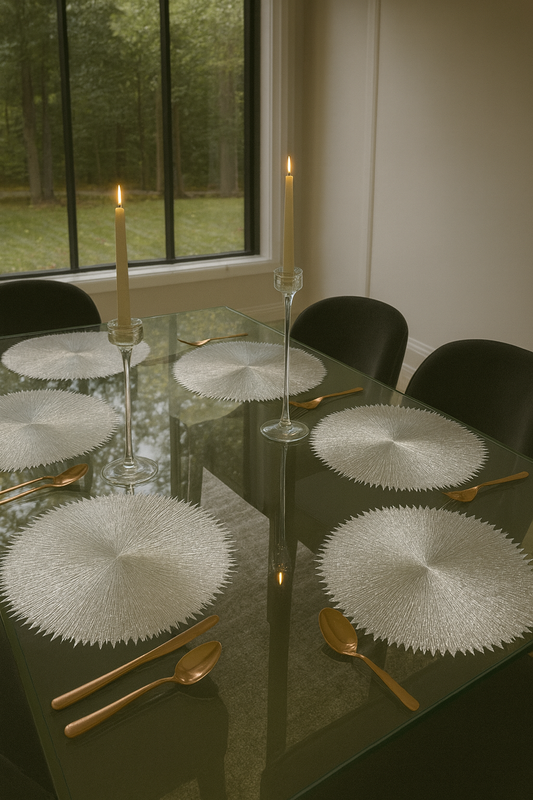 Shimmer Cut Edge Metallic Table Placemats