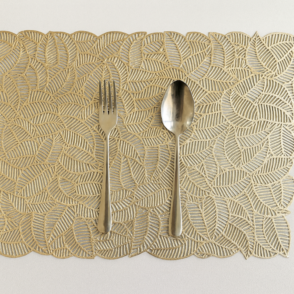 Leaf Jungle Metallic Rectangle Table Placemats