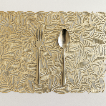Leaf Jungle Metallic Rectangle Table Placemats