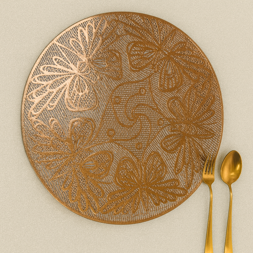 Round Butterfly Metallic Table Mats Rose Gold