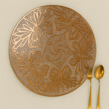 Round Butterfly Metallic Table Mats Rose Gold