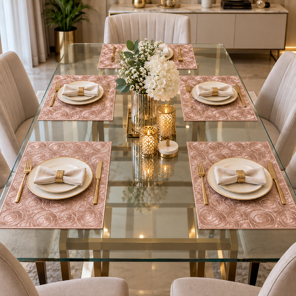 Swirl Circle Metallic Rectangle Tablemats