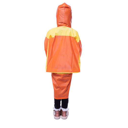 Kids Waterproof Long Sleeves Raincoat Aqua - Orange & Yellow