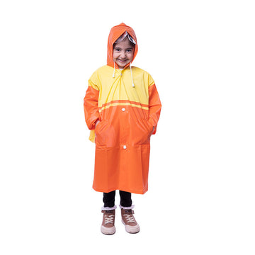 Kids Waterproof Long Sleeves Raincoat Aqua - Orange & Yellow