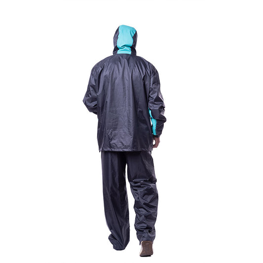 Mens Waterproof Long Sleeves Rainsuit Warrior Raincoat - Black