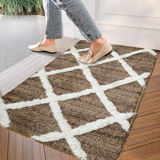 Super Soft Microfiber Anti Slip Bathmat cum Door Mat (Brown, 23” x 15”)