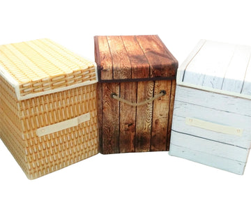 Wood Print Foldable Storage Boxes