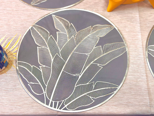 Leaf Metallic Embossed Mats (Silver)
