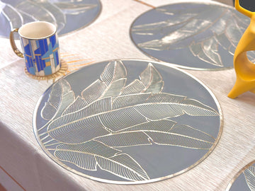 Leaf Metallic Embossed Mats (Silver)