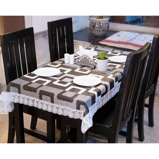 Luxury Furnishings Fancy Table Cover Black Box Design - Black & White