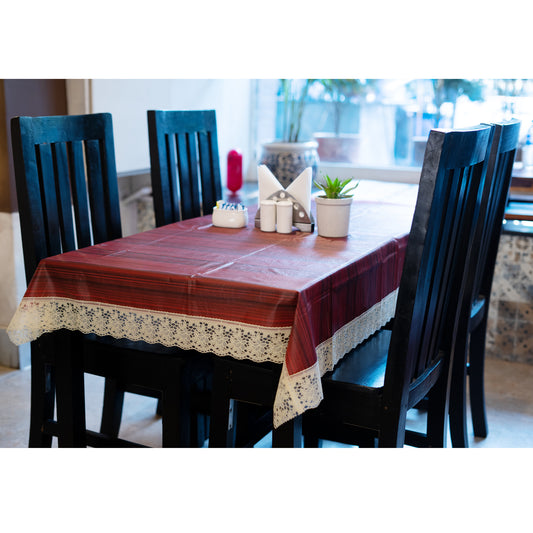 Luxury Furnishings Fancy Table Cover Wood Design - Red