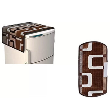 Brown Standard Size Fridge Top Cover and Fridge Handle Cover