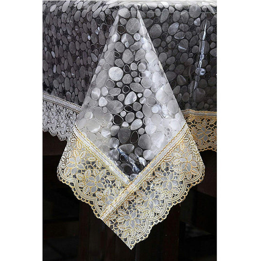 3D Table Cover With Golden Lace