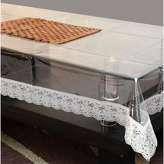 Transparent Table Cover With Silver Lace