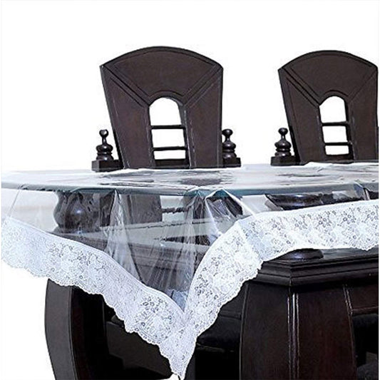 Transparent Table Cover With White Lace